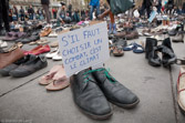 Parijs. Duizenden schoenen op Place de la Republique (november 2015) als stil protest tijdens de VN-klimaattop.