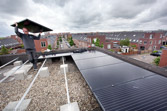 Netherlands. Installing solar panels.