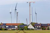 Netherlands. Construction of a windpark and solar hamlet.
