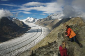 Switzerland. The famous Aletschgletscher is the largest glacier in the Alps.