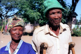 Namibia. Old Nama-couple. The Nama and Bushmen are closely related.